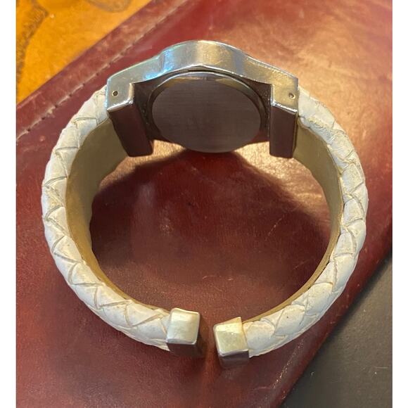 Women's Embassy by Gruen Bangle WatchSilver Tone with White Leather Wrapped Band - Picture 4 of 4